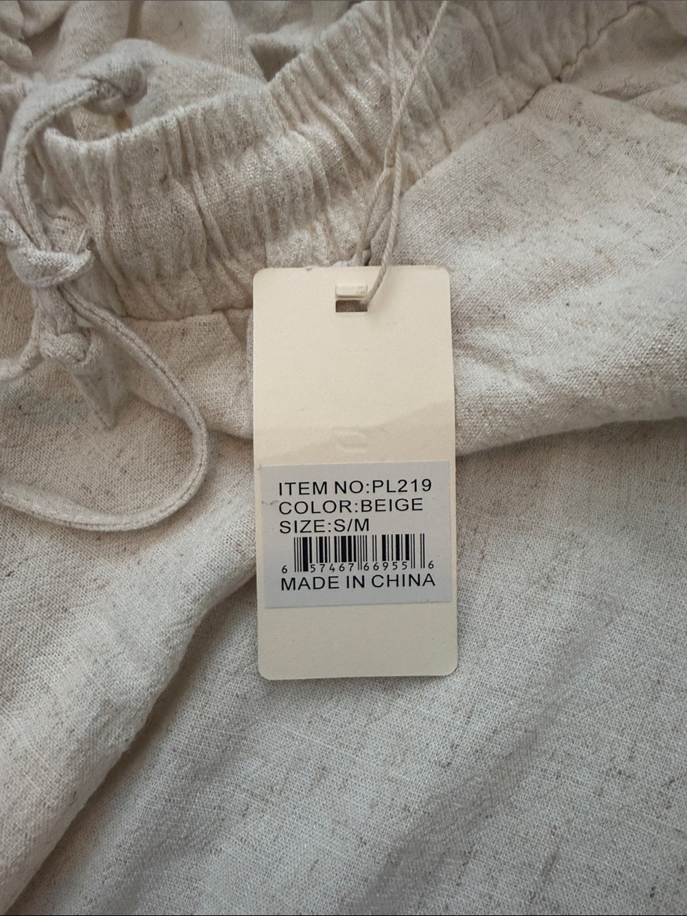 Women's Cream Linen Wide-Leg Pants with Embroidered Hem - Picture 2 of 5